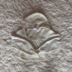 Cream Cropped Hooded Sweater